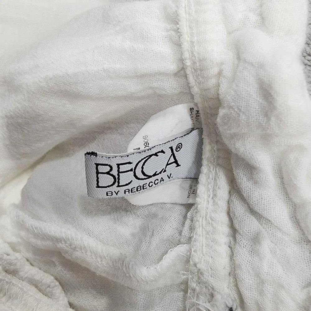 Becca By Rebecca V Swim Cover Up Womens M White Crochet Halter Tie Beach Cotton